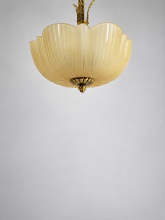 Swedish Designer Brass Ceiling Lamp, 1940s