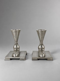 Ernst Svedbom Pair of Swedish Grace Sphinx Candlesticks, Sweden, 1930