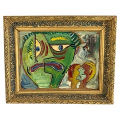 Billy Good Swedish Modernist Oil Painting on Wood Panel, Sweden, 1949