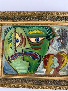 Billy Good Swedish Modernist Oil Painting on Wood Panel, Sweden, 1949