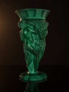 Vase Art déco en verre malachite de František Pazourek, Tchécoslovaquie, années 1930