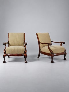 Pair of Swedish Art Deco Birch Armchairs, 1930s