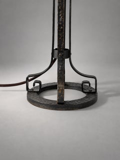 Swedish Arts and Crafts Hammered Iron Table Lamp, Early 20th Century