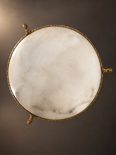 French Art Deco Alabaster and Brass Chandelier, 1930s