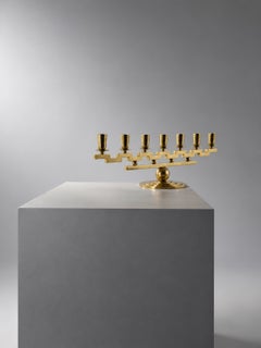 Candelabro de latón de siete brazos «Swedish Grace» de Lars Holmström, década de 1930