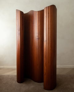 Separador de ambientes de pino patinado de estilo Art Déco, diseñado por Jomaine Baumann para Baumann France, 1930