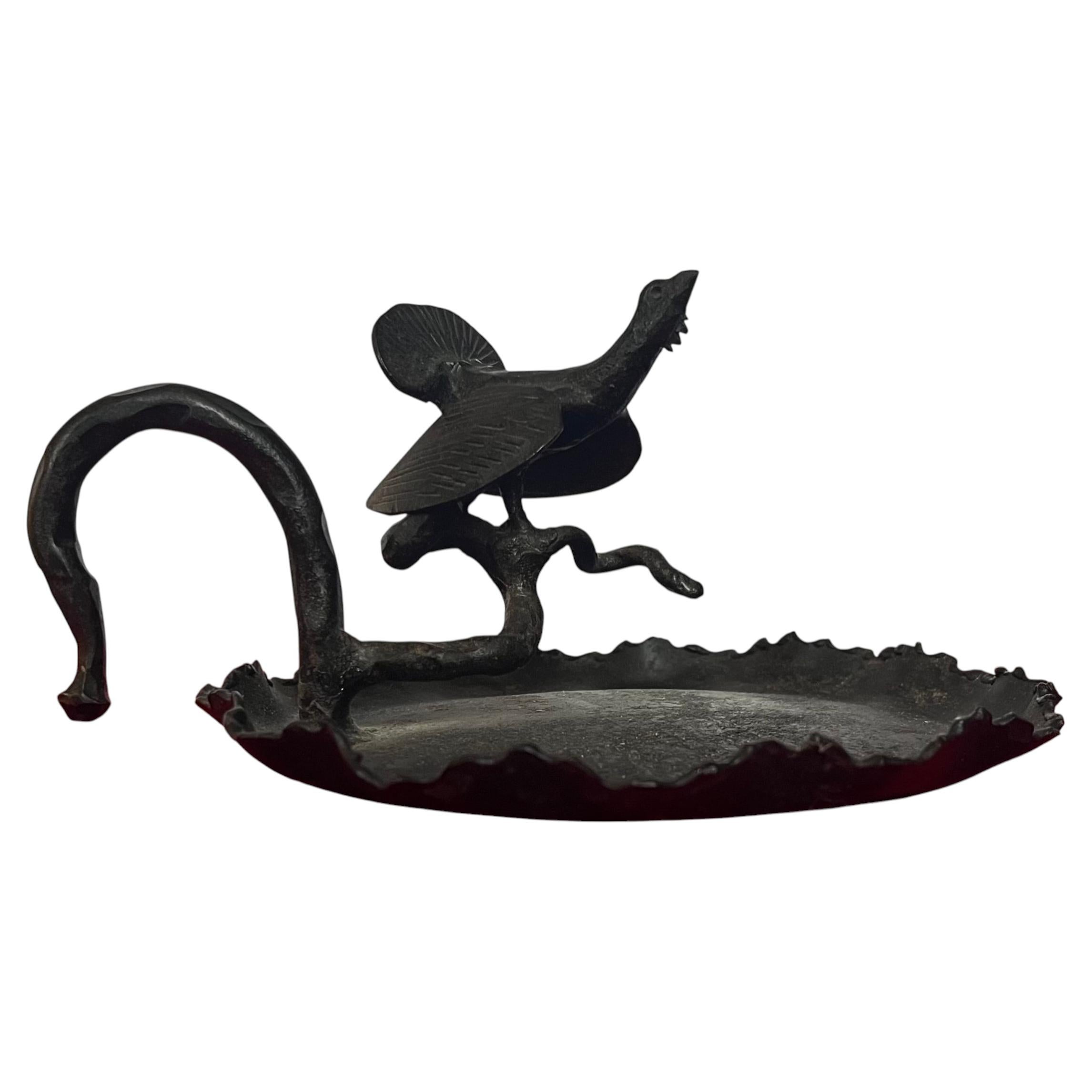 Early 20th Century American Arts & Crafts Bronzed Iron Turkey Bird Card Tray