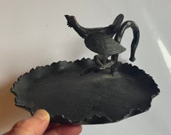 Early 20th Century American Arts & Crafts Bronzed Iron Turkey Bird Card Tray