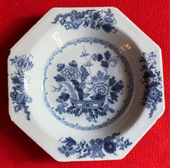 Pair Delft Chinoiserie Octagonal Soup Plates in the Chinese Export Style c. 1750