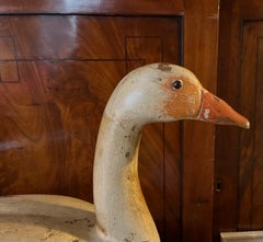 Antique Carved Wood & Paint Decorated Snow Goose Waterfowl Bird Decoy Circa 1920