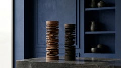 Hand-Carved Layered Parota Wood Totems, Set of 2 "Tótems-CL"