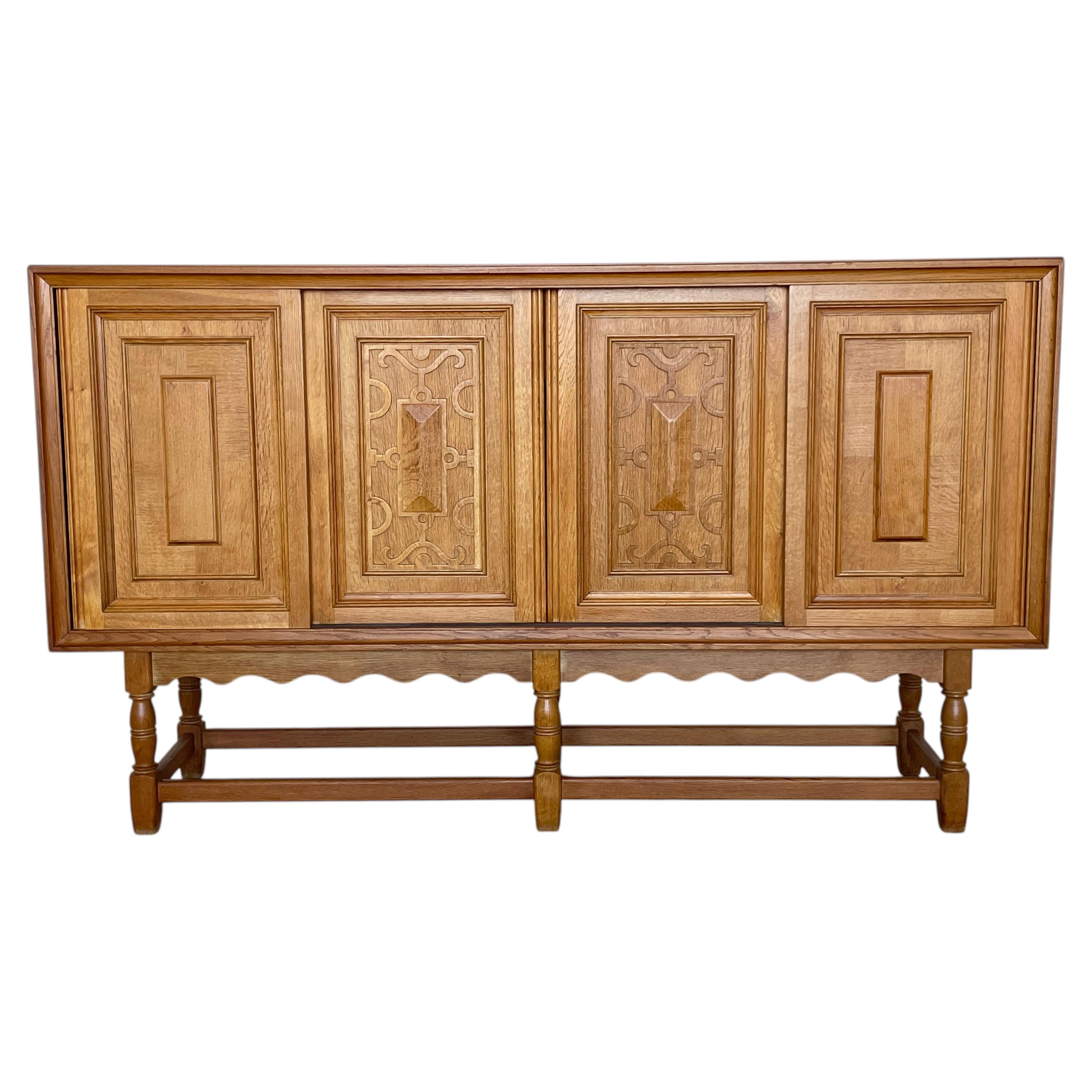 Danish Brutalist Oak Sideboard, Style of Henning Kjærnulf, 1960s