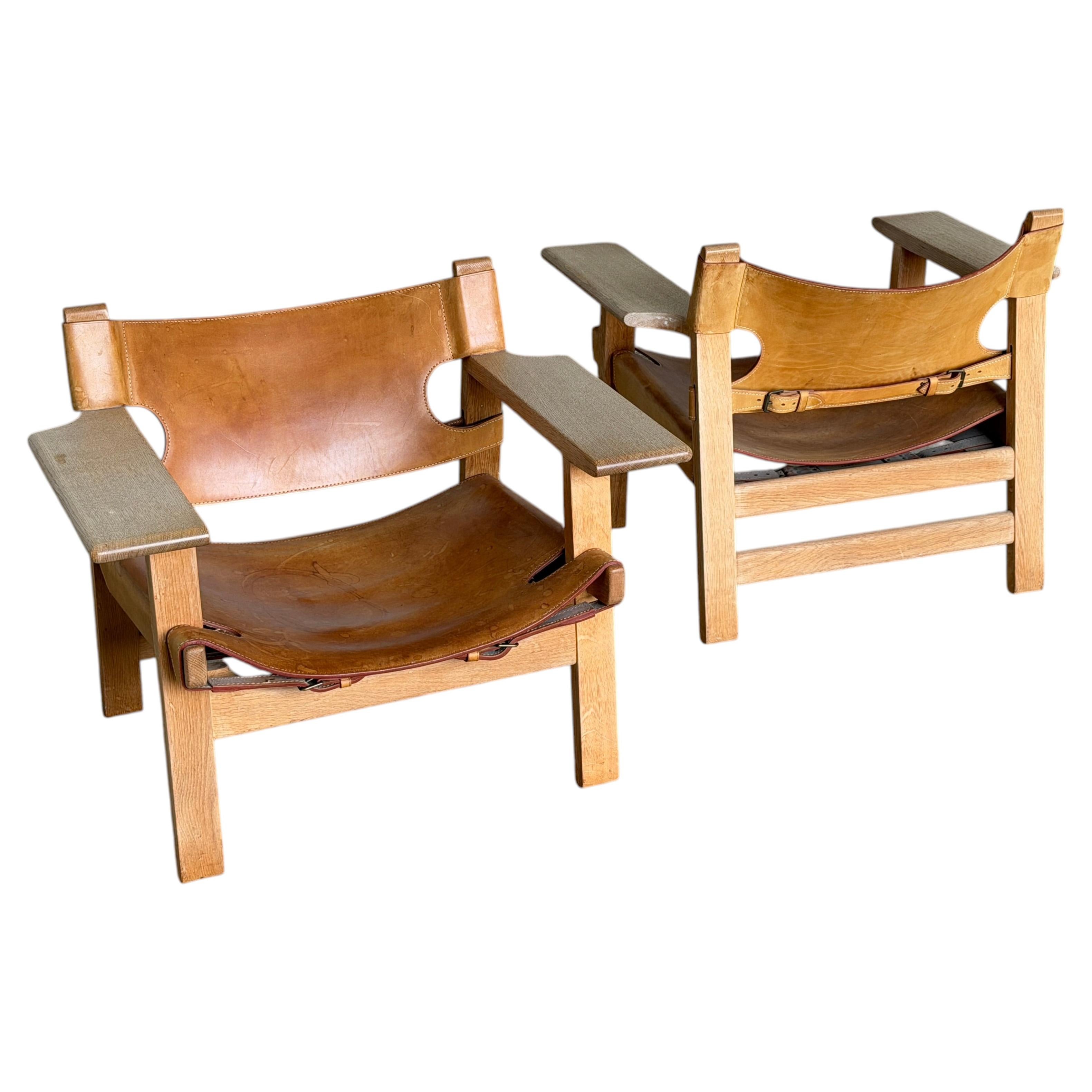 Pair of Spanish Chairs by Børge Mogensen for Fredericia Stolefabrik, 1960s