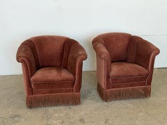 Fauteuils de salon danois Art déco en mohair, dossier à rainures, années 1940, lot de deux