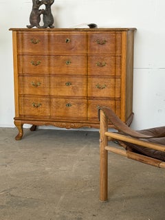 Danish Rococo Style Oak Chest of Drawers with Cabriole Legs, 1950s
