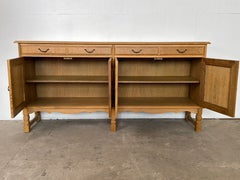 Danish Oak Sideboard with Turned Legs and Carved Apron, Henning Kjærnulf, 1970s