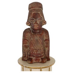 Mexican Terracotta Folk Art Figure, Pre-Columbian Revival, Mid-20th Century