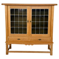 Mid-Century Danish Brutalist Oak Display Cabinet, Henning Kjærnulf, 1960s