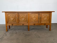 Low Brutalist Oak Sideboard by Henning Kjærnulf, Denmark, 1960s