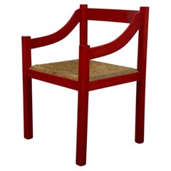 Carimate Armchair in Red Lacquered Beech by Magistretti for Cassina, 1960s