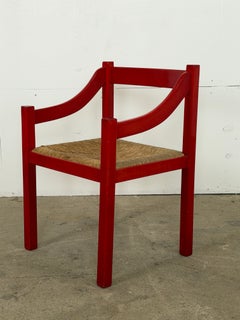 Carimate Armchair in Red Lacquered Beech by Magistretti for Cassina, 1960s