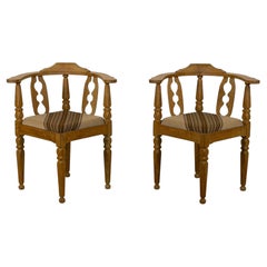 Scandinavian Modern Corner Chair in Solid Oak, Henning Kjærnulf, Denmark, 1960
