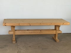 Scandinavian Modern Trestle Dining Table in Solid Pine, Sweden, 1970s