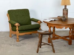 Pair of Danish Brutalist Oak Lounge Chairs by Henning Kjærnulf, 1960s