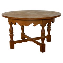 Danish Round Quartersawn Oak Coffee Table by Henning Kjærnulf, 1960s