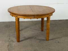 Danish Round Extendable Oak Dining Table, Henning Kjærnulf Style, c. 1960s