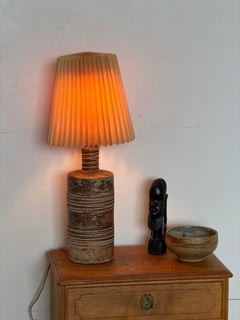 Table Lamp in Partially Glazed Stoneware, Tue Poulsen, Denmark, 1960s–70s