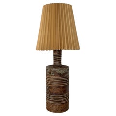 Table Lamp in Partially Glazed Stoneware, Tue Poulsen, Denmark, 1960s–70s