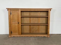 Danish Brutalist Oak Bookcase / Shelving Unit with Reeded Door, 1960s