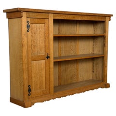Danish Brutalist Oak Bookcase / Shelving Unit with Reeded Door, 1960s