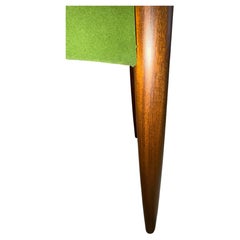 Set of 6 Italian Mid-Century Modern Dining Chairs in Walnut and Green Upholstery