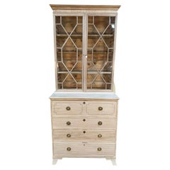 English Regency Bleached Mahogany Secretaire Bookcase, Restored, circa 1810