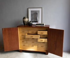Exquisite Parquetry Cabinet with Starburst Pattern Inspired by Jean-Michel Frank