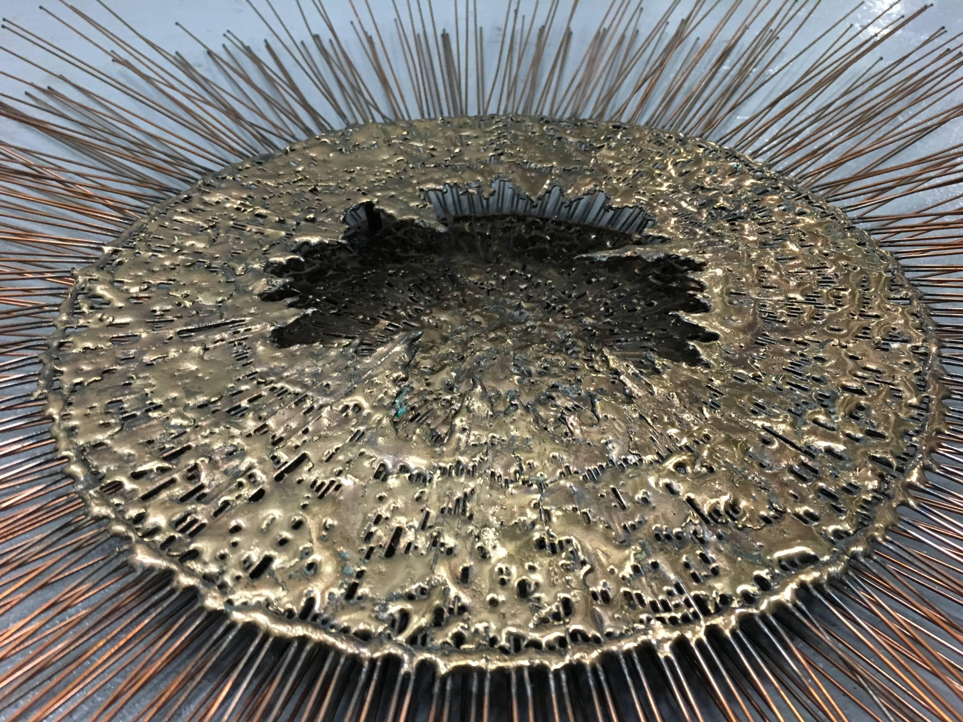 American Very Large Starburst Wall Sculpture by William Friedle, 1960s, Brutalist Style For Sale