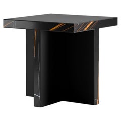 Arris Sculptural Side Table, Dark Emperador Marble, Hand-Crafted in Italy