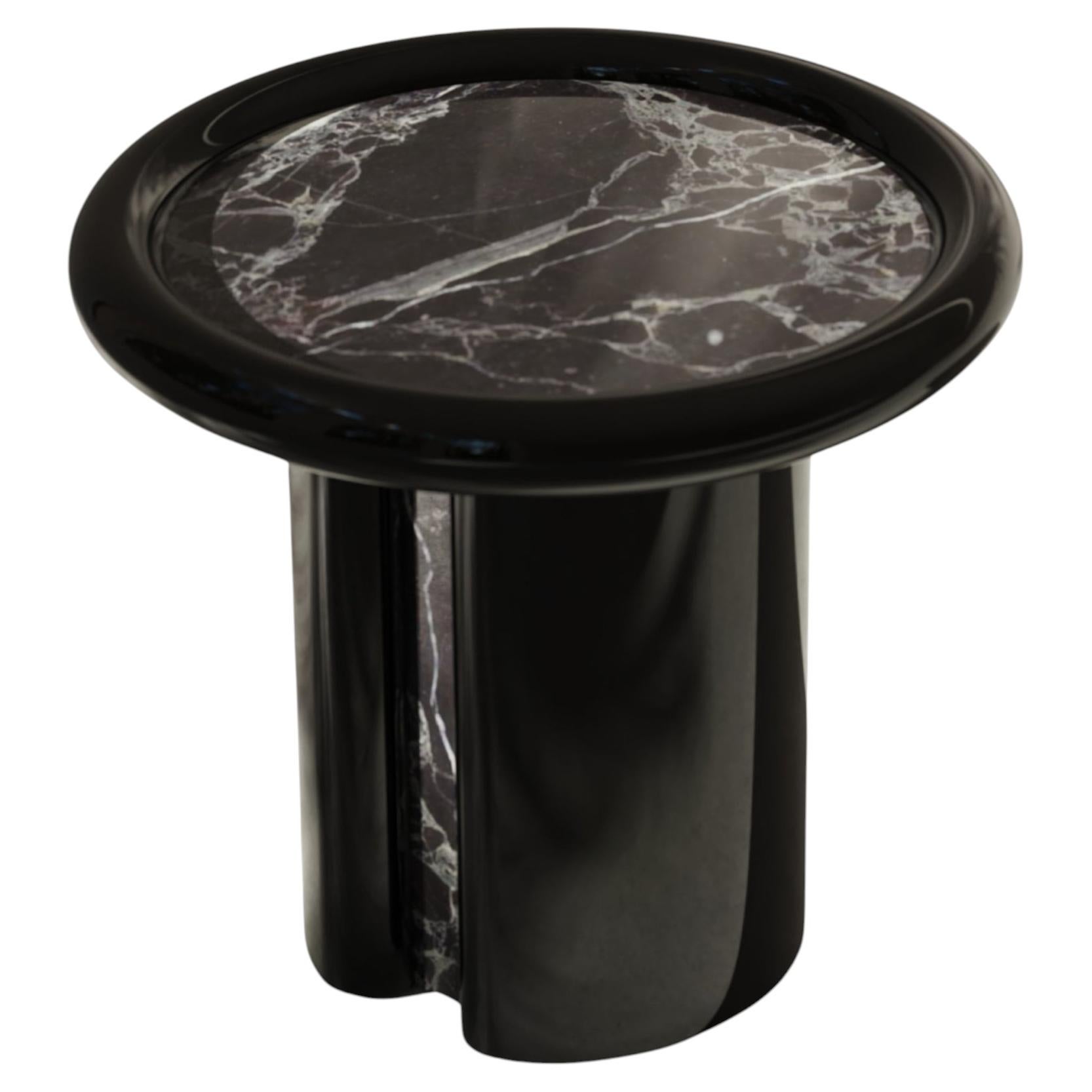 Moonrise Side Table, Nero Marquina Marble, Hand-Crafted in Italy For Sale
