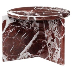 Origin Side Table, Rosso Levanto Marble, Hand-Crafted in Italy