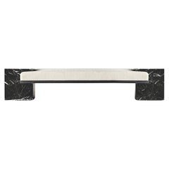 Coexist - Contemporary Nero Marquina Marble and Black Steel Sculptural Bench
