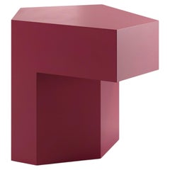 Lock Geometric Side Table in Red Violet Glossy, Handcrafted MDF, Italy