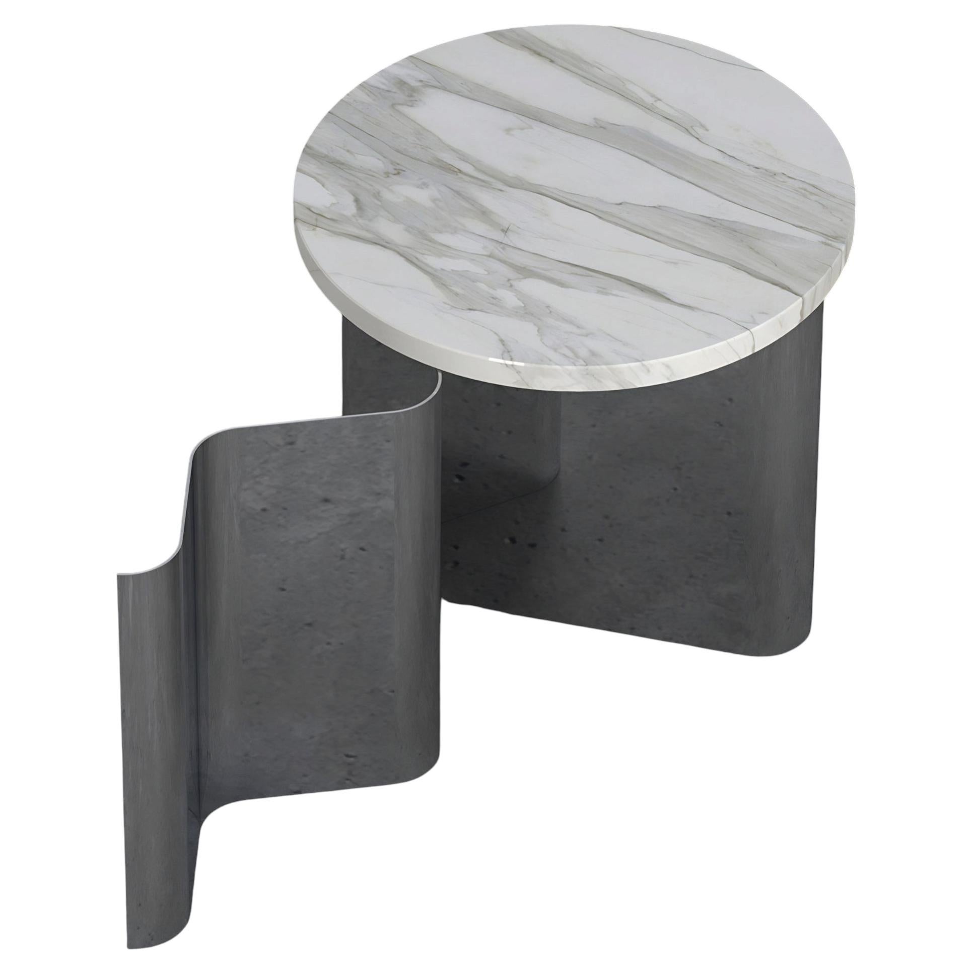 Sketch Steel Side Table with Marble Top, Contemporary Design, Made in Italy For Sale