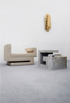 Phylax, Modern Marble Sculptural Side Table, Made in Greece