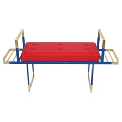 Mondrian Red Bench, moderne Sammler-Sitzmöbel, hergestellt in Italien