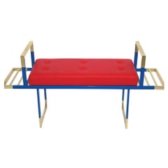 Mondrian Red Bench, moderne Sammler-Sitzmöbel, hergestellt in Italien