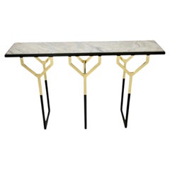 Y Console, moderner Designertisch aus Messing und Marmor, hergestellt in Italien