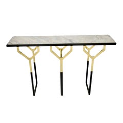 Y Console, moderner Designertisch aus Messing und Marmor, hergestellt in Italien