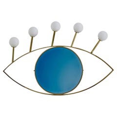 Blaue Spiegel-Lampe, Sammlerstück für die Wand, hergestellt in Italien